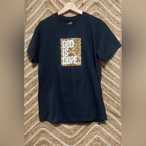 God is Dope Men's Black Tshirt, Snakeskin Background,Snake Graphic,Size M